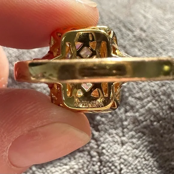 Gorgeous Tycoon brand emerald cut CZ yellow diamond ring - Picture 10 of 13